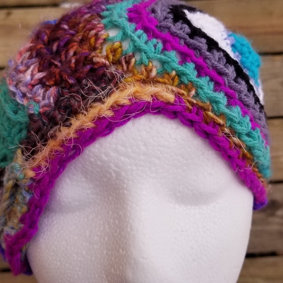 Crochet Art Eye Earwarmer Headband Handmade - Picture 3 of 7